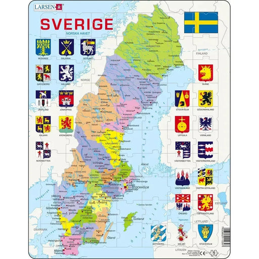 Sweden Map 70 Piece Tray Jigsaw Puzzle Larsen - for just $11.99! 