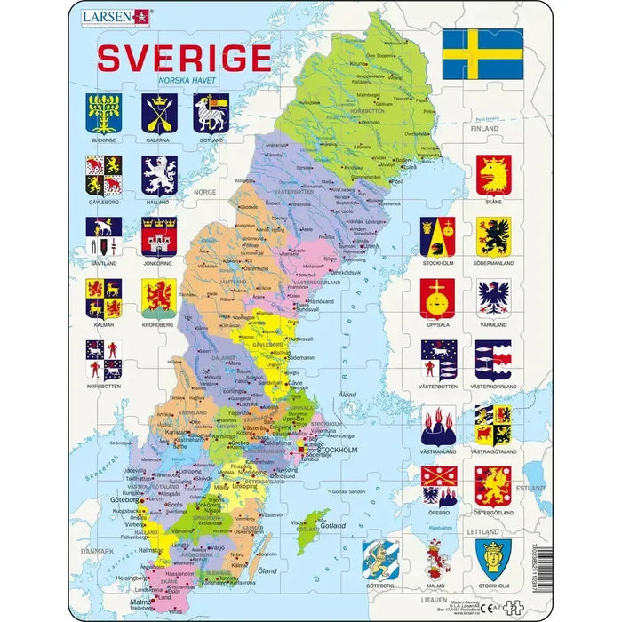 Sweden Map 70 Piece Tray Jigsaw Puzzle Larsen - for just $11.99! 
