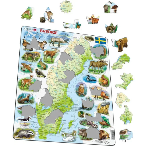 Sweden Map & Animals 71 Piece Tray Jigsaw Puzzle Larsen - for just $11.99! 