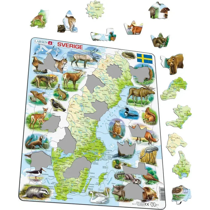 Sweden Map & Animals 71 Piece Tray Jigsaw Puzzle Larsen - for just $11.99! 