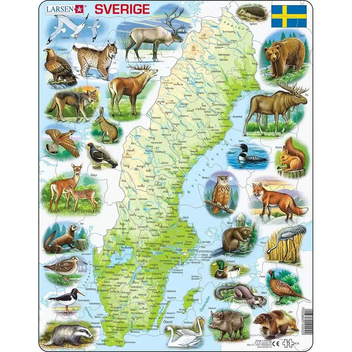 Sweden Map & Animals 71 Piece Tray Jigsaw Puzzle Larsen - for just $11.99! 
