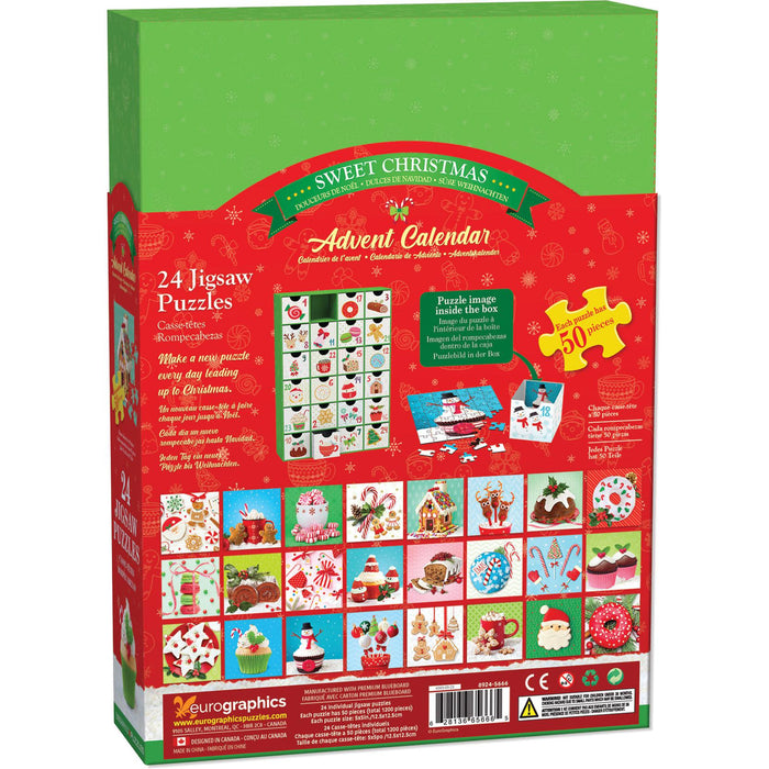 Sweet Christmas Advent Calendar - 24 Set of 50 Piece Mini Jigsaw Puzzles Eurographics - for just $44.99! 