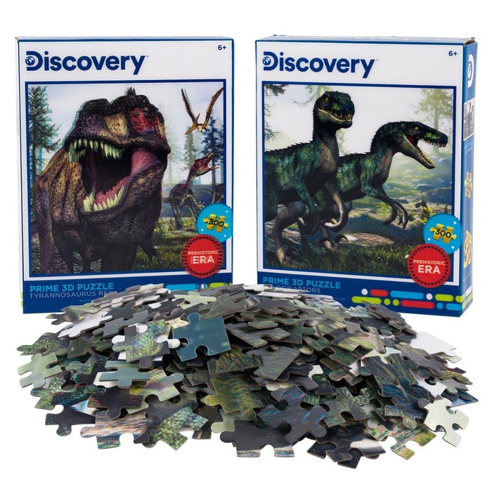 T-Rex & Velociraptors Set of 2 300 Piece Lenticular Jigsaw Puzzles Prime 3D - for just $10.99! 