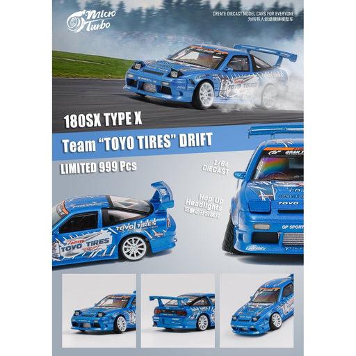 MicroTurbo Nissan 180SX Type X Team "TOYO TIRES" Drift Metallic Blue 1:64 Limited to 999 Pcs - Just $44.99! Shop now at Retro Gaming of Denver