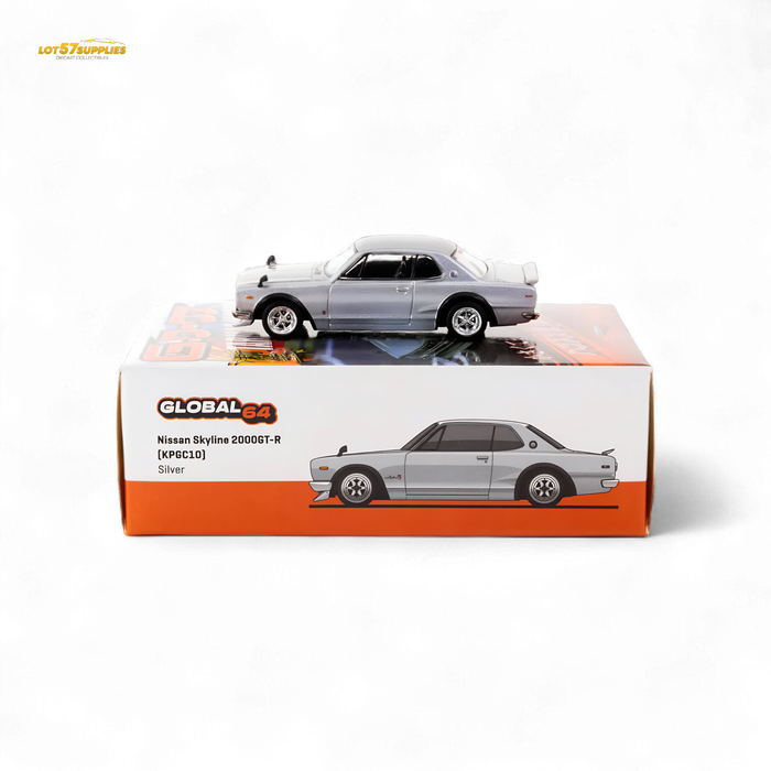 Tarmac Works Global64 Nissan Skyline 2000 GT-R in Silver 1:64 - for just $22.99! 