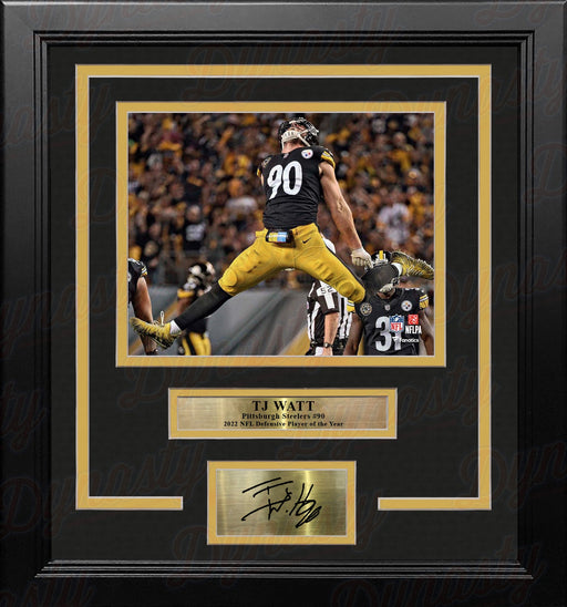 TJ Watt Celebration Pittsburgh Steelers 8" x 10" Framed Football Photo with Engraved Autograph - for just $79.99! 