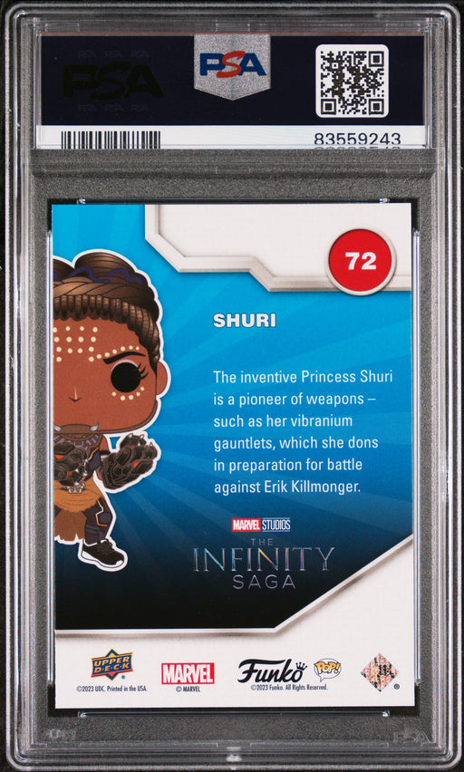 2023 UPPER DECK FUNKO POP MARVEL  SHURI PLATINUM #72  PSA 10 - for just $54! 