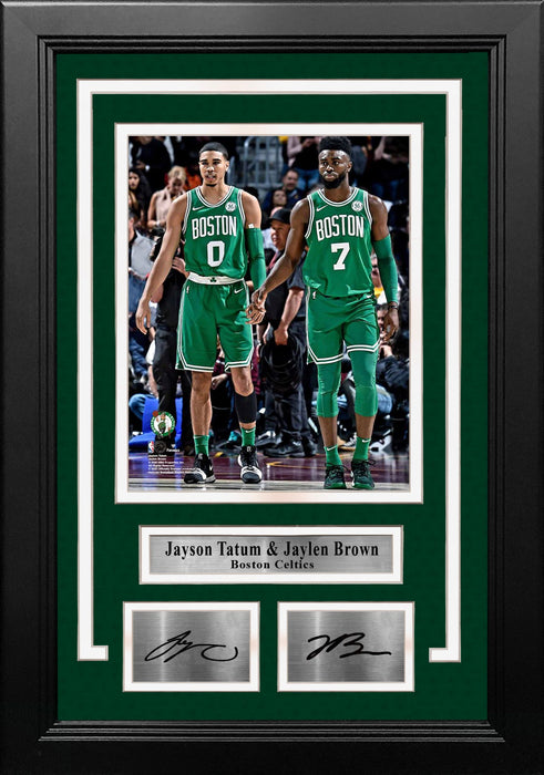 Jayson Tatum and Jaylen Brown Boston Celtics 8x10 Framed Basketball Photo with Engraved Autographs - for just $79.99! 