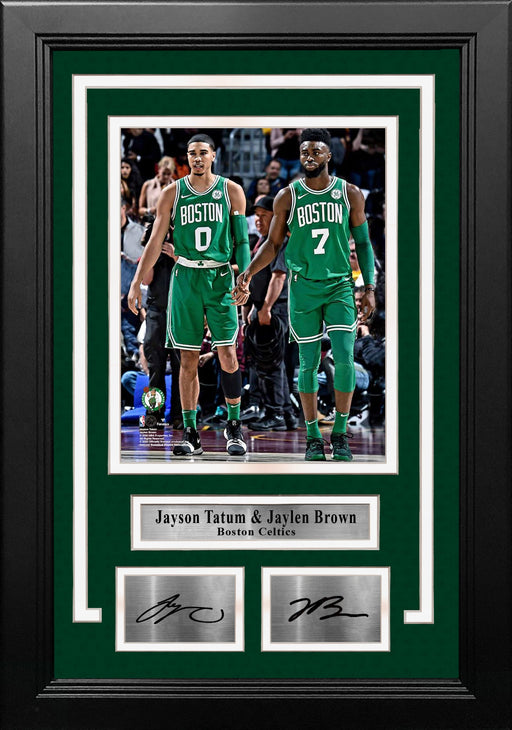 Jayson Tatum and Jaylen Brown Boston Celtics 8x10 Framed Basketball Photo with Engraved Autographs - for just $79.99! 
