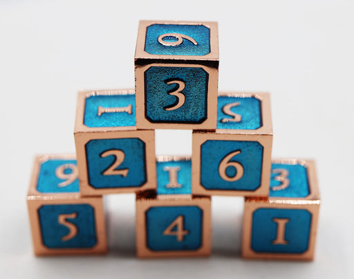 6 piece Metal D6's - Blue and Copper - for just $29.99! 