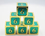 6 piece Metal D6's - Teal and Gold - for just $29.99! 