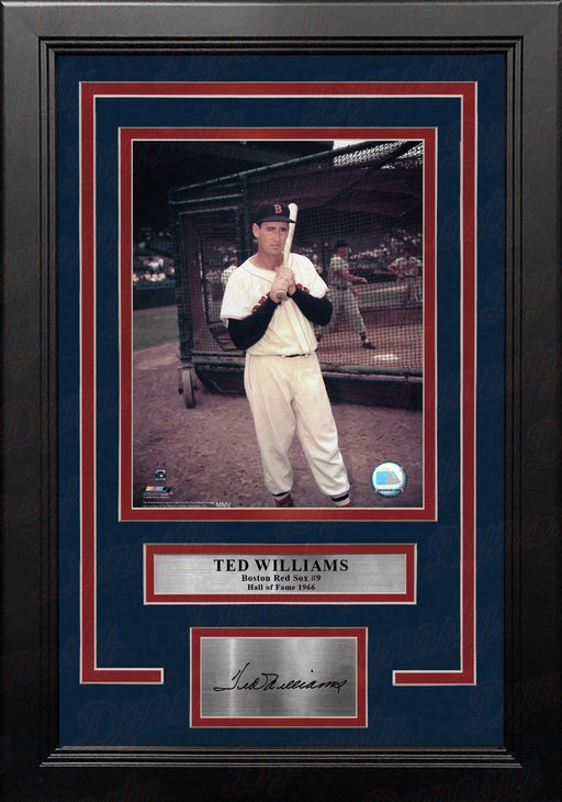 Ted Williams Batting Cage Boston Red Sox 8" x 10" Framed Baseball Photo with Engraved Autograph - for just $79.99! 