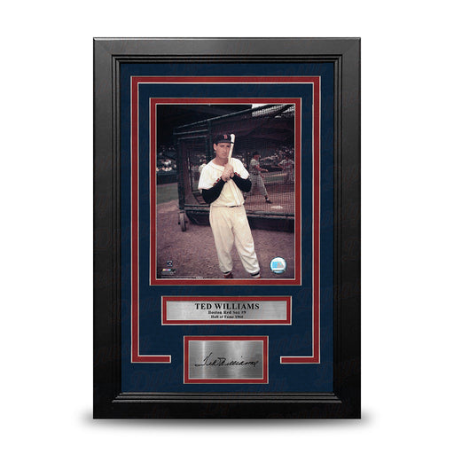 Ted Williams Batting Cage Boston Red Sox 8" x 10" Framed Baseball Photo with Engraved Autograph - for just $79.99! 