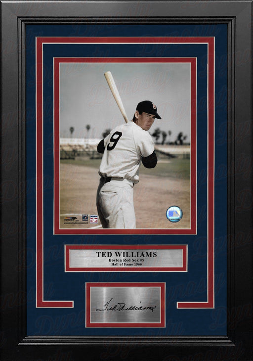 Ted Williams Color Pose Boston Red Sox 8" x 10" Framed Baseball Photo with Engraved Autograph - for just $79.99! 