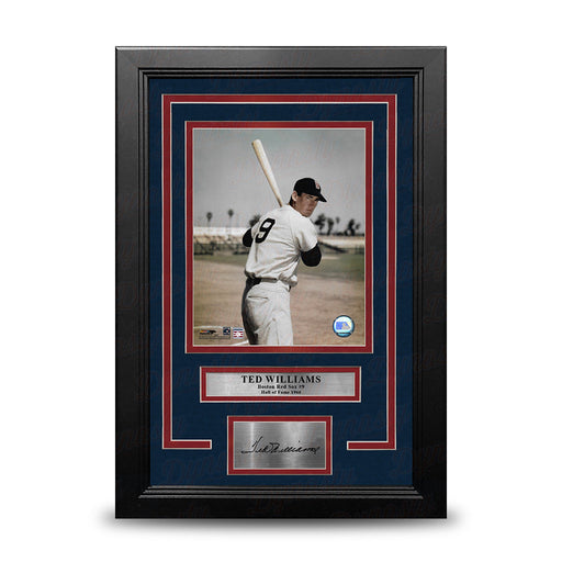 Ted Williams Color Pose Boston Red Sox 8" x 10" Framed Baseball Photo with Engraved Autograph - for just $79.99! 