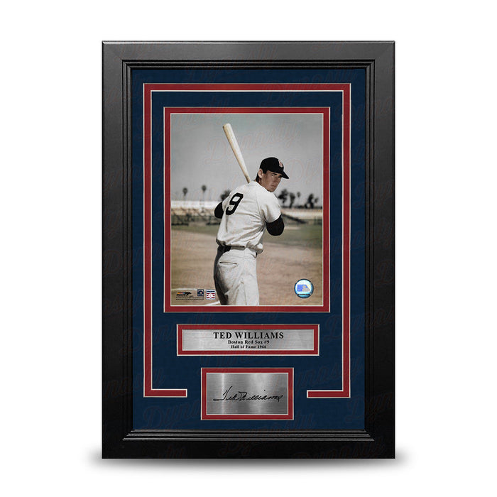 Ted Williams Color Pose Boston Red Sox 8" x 10" Framed Baseball Photo with Engraved Autograph - for just $79.99! 
