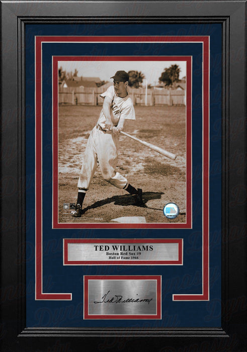 Ted Williams Sepia Swing Boston Red Sox 8" x 10" Framed Baseball Photo with Engraved Autograph - for just $79.99! 