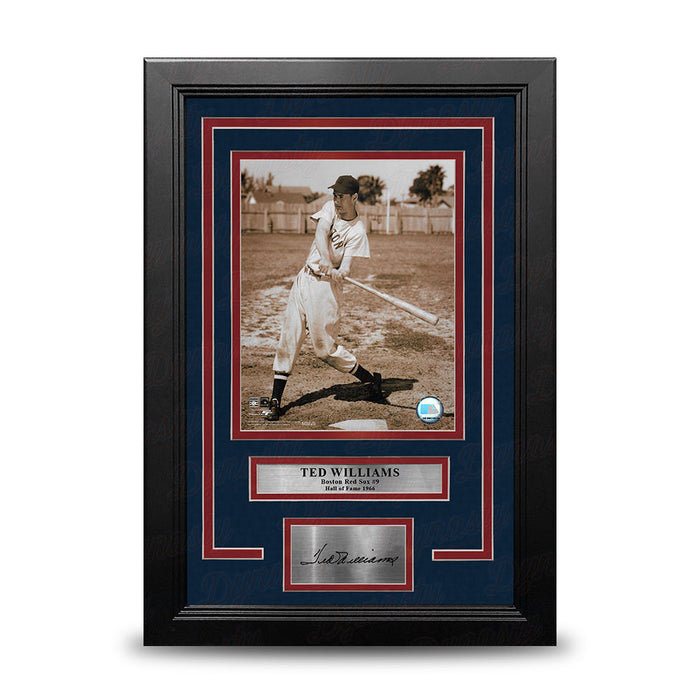 Ted Williams Sepia Swing Boston Red Sox 8" x 10" Framed Baseball Photo with Engraved Autograph - for just $79.99! 