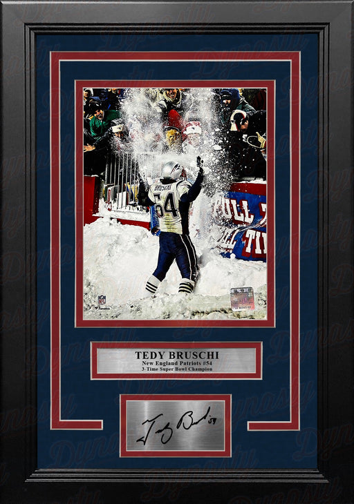 Tedy Bruschi Snow Game New England Patriots 8" x 10" Framed Football Photo with Engraved Autograph - for just $79.99! 