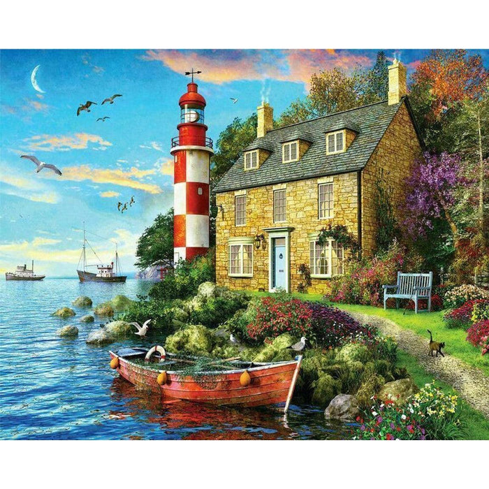 The Cottage Lighthouse 1000 Piece Jigsaw Puzzle Springbok - for just $19.99! 