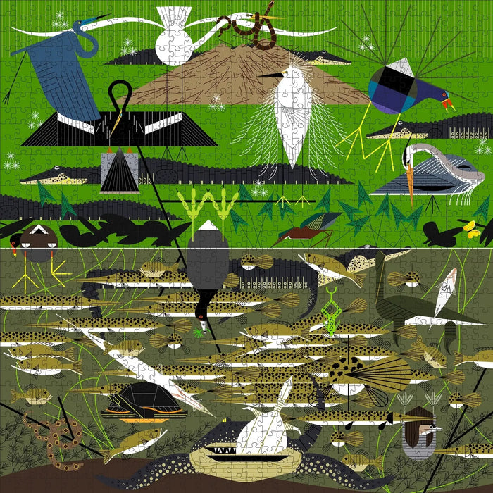 The Everglades by Charley Harper 1000 Piece Jigsaw Puzzle Pomegranate - for just $24.99! 
