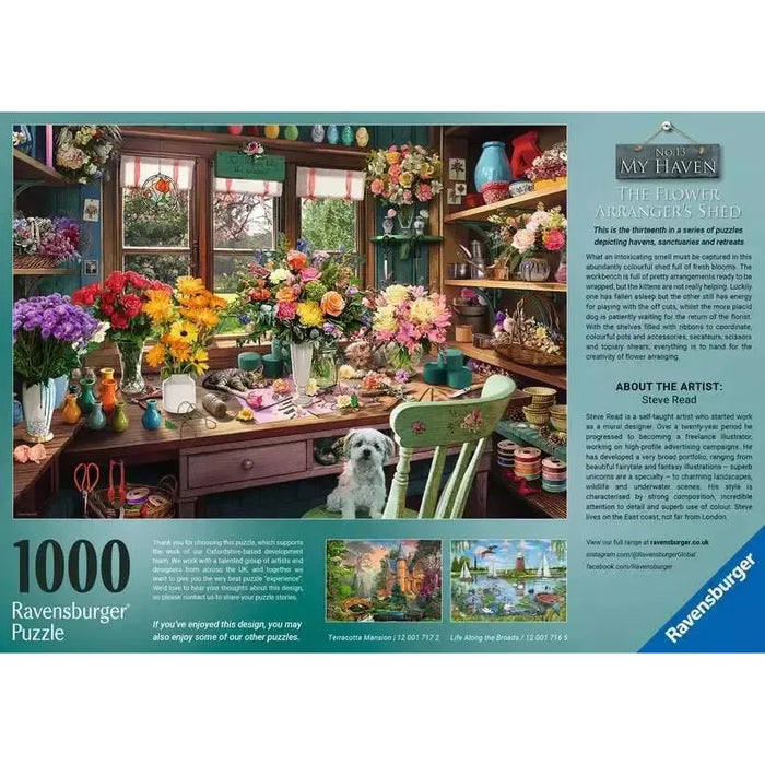 The Flower Arranger's Shed "No. 13 My Haven" 1000 Piece Jigsaw Puzzle Ravensburger - for just $24.99! 