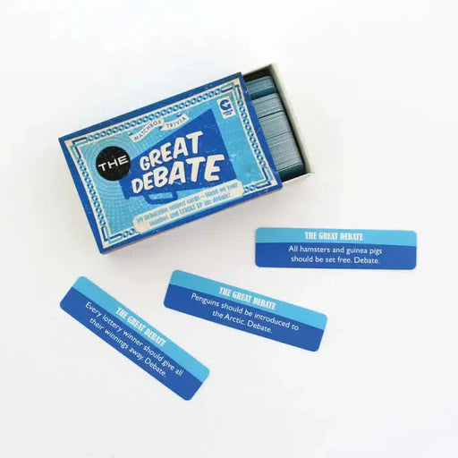 The Great Debate Matchbox Trivia Card Game Ginger Fox - for just $7.99! 