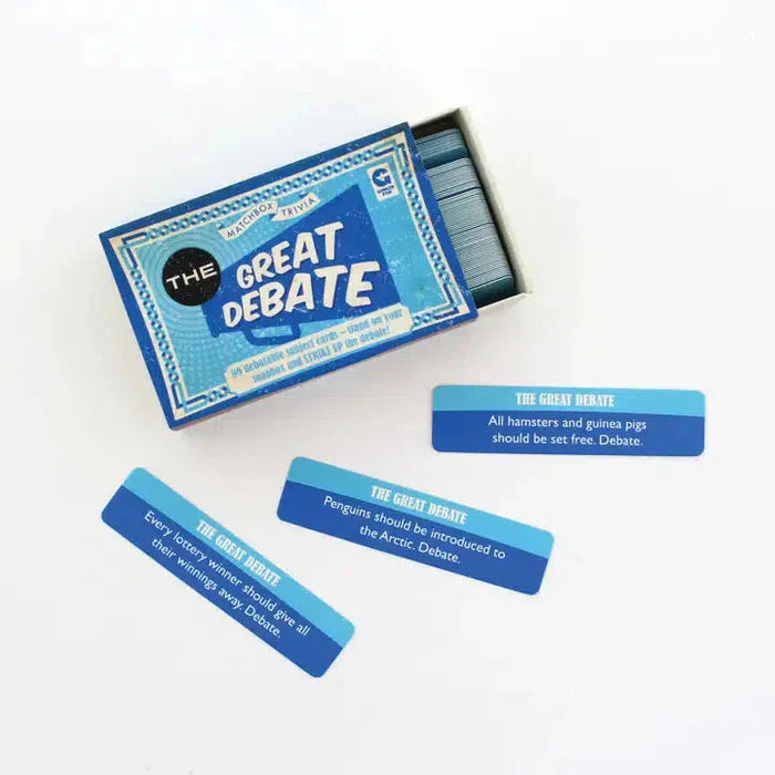 The Great Debate Matchbox Trivia Card Game Ginger Fox - for just $7.99! 