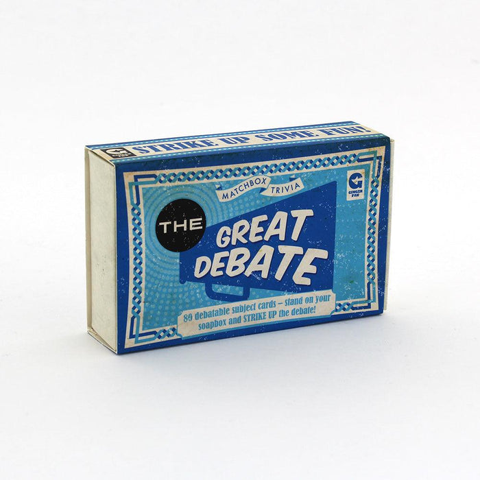 The Great Debate Matchbox Trivia Card Game Ginger Fox - for just $7.99! 