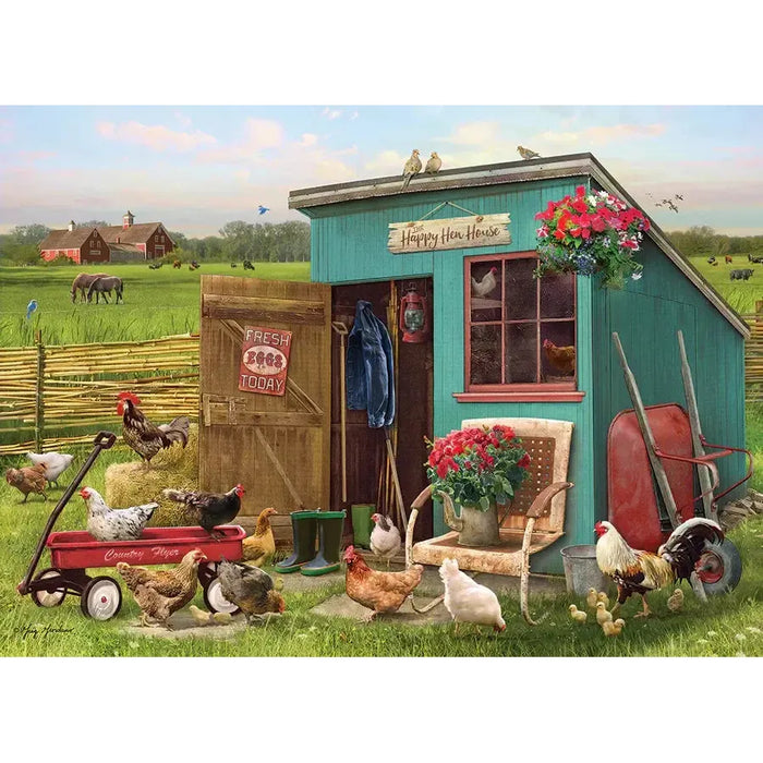 The Happy Hen House 1000 Piece Jigsaw Puzzle Cobble Hill - for just $19.99! 