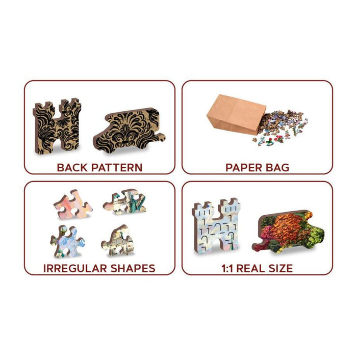 The Neuschwanstein Castle 505 Piece Wood Jigsaw Puzzle Wooden City - for just $27.99! 