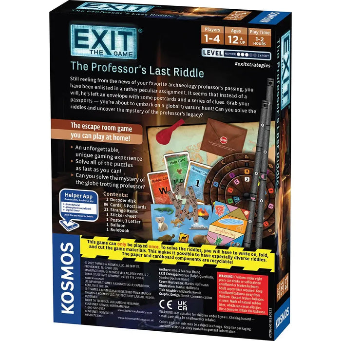 The Professor's Last Riddle - Exit the Escape Room Game - Kosmos - for just $17.99! 