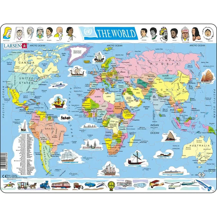 The World Map 107 Piece Tray Jigsaw Puzzle Larsen - for just $11.99! 