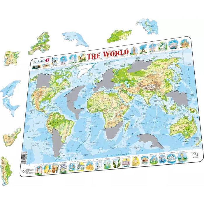 The World Topographic Map 80 Piece Tray Jigsaw Puzzle Larsen - for just $11.99! 