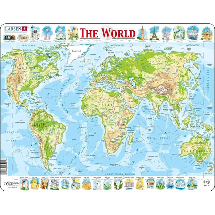The World Topographic Map 80 Piece Tray Jigsaw Puzzle Larsen - for just $11.99! 