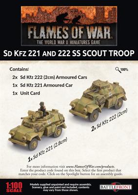 Flames of War: German SD KFZ 221 and 222 SS Scout Troop (Late War) - for just $30! 