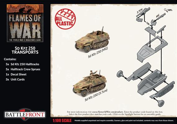 Flames of War: German SD KFZ 250 Transports (Late War) - for just $50! 