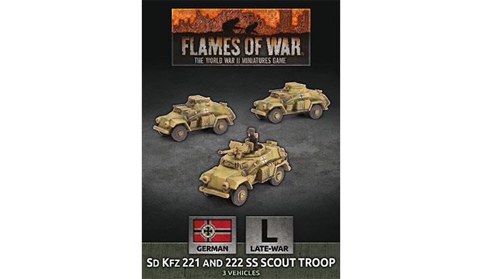 Flames of War: German SD KFZ 221 and 222 SS Scout Troop (Late War) - for just $30! 