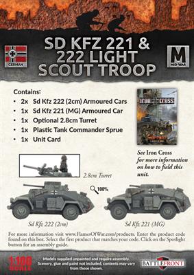 Flames of War: German SD KFZ 221 and 222 Light Scout Troop (Mid War) - for just $30! 