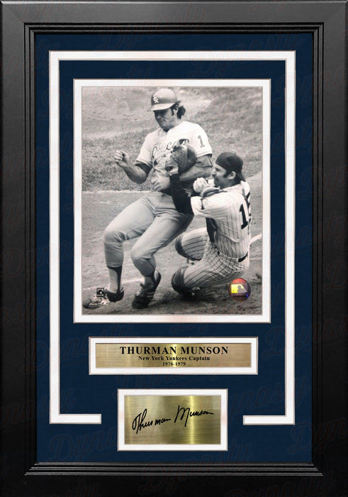 Thurman Munson Home Plate Collision NY Yankees 8x10 Framed Baseball Photo with Engraved Autograph - for just $79.99! 