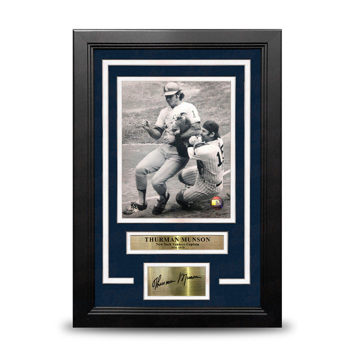 Thurman Munson Home Plate Collision NY Yankees 8x10 Framed Baseball Photo with Engraved Autograph - for just $79.99! 