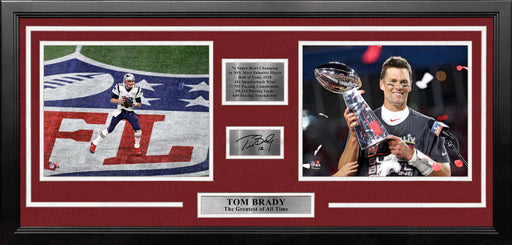 Tom Brady Greatest of All Time Framed Football Photo Collage with Career Stats & Engraved Signature - for just $129.99! 