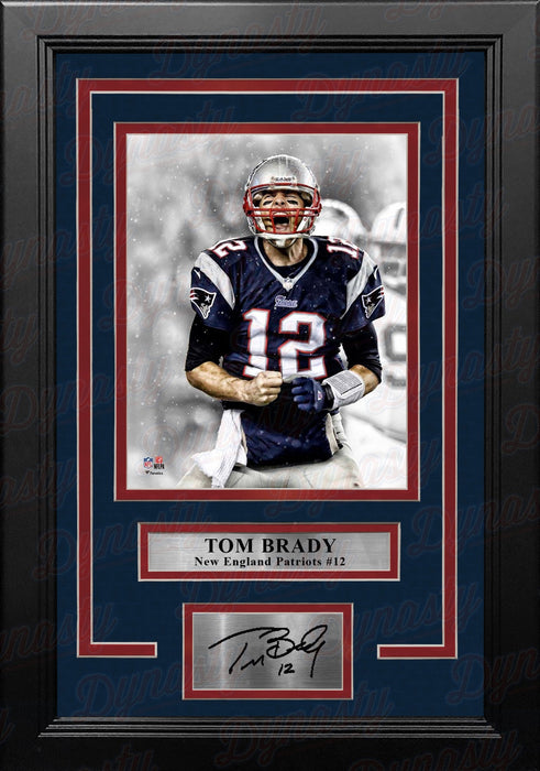 Tom Brady Scream Spotlight New England Patriots 8" x 10" Framed Football Photo with Engraved Autograph - for just $79.99! 