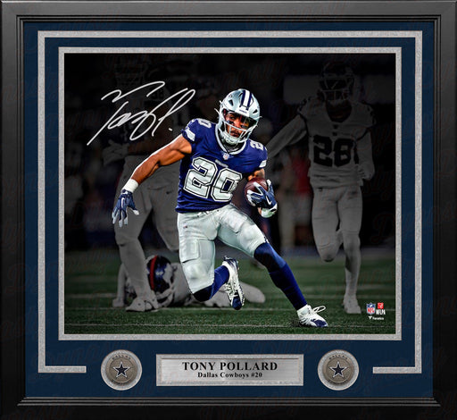 Tony Pollard Blackout Dallas Cowboys Autographed 11" x 14" Framed Football Photo Numbered to 120 - for just $109! 