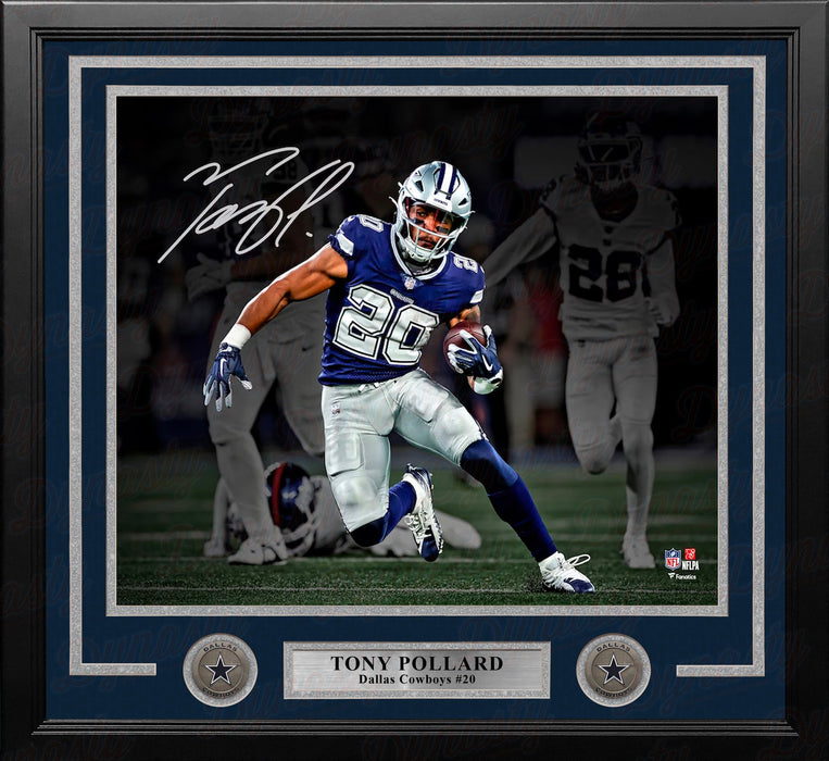 Tony Pollard Blackout Dallas Cowboys Autographed 11" x 14" Framed Football Photo Numbered to 120 - for just $109! 