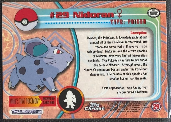 Nidoran F Foil (29) [Topps Pokemon Chrome Series 1] - for just $0.75! 