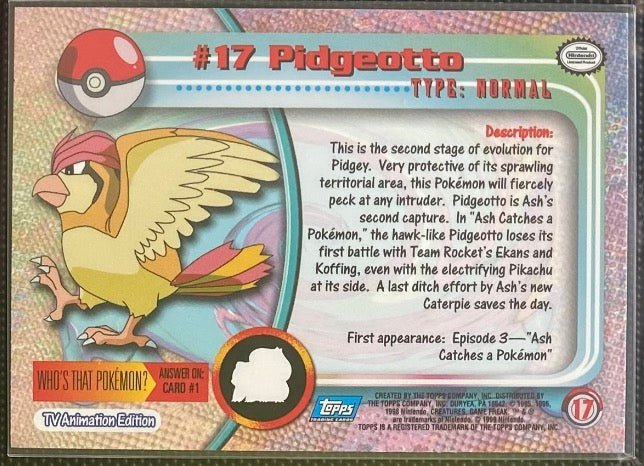 Pidgeotto Foil (17) [Topps TV Animation Edition Series 1 (First Print)] - for just $0.75! 
