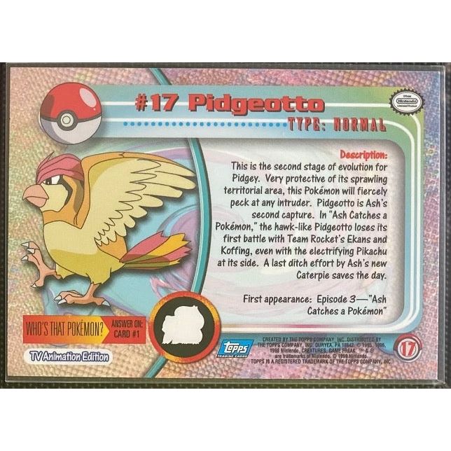 Pidgeotto Foil (17) [Topps TV Animation Edition Series 1 (First Print)] - Just $0.75! Shop now at Retro Gaming of Denver