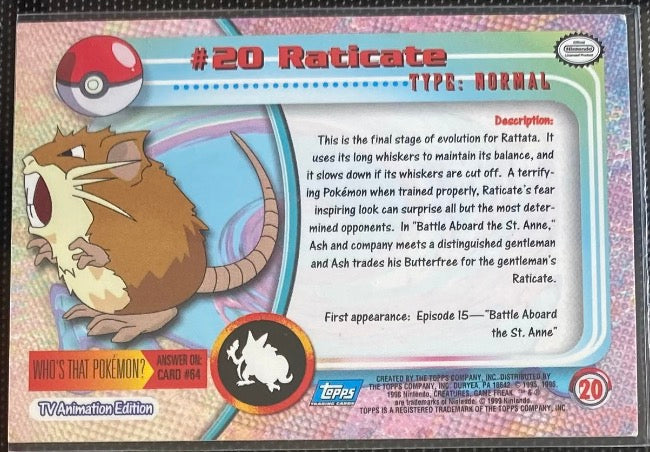 Raticate (20) [Topps TV Animation Edition Series 1 (Third Print)] - for just $1! 