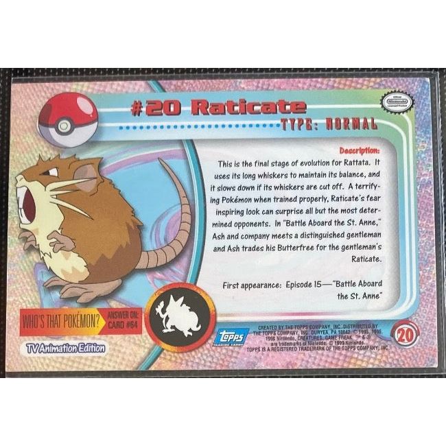 Raticate (20) [Topps TV Animation Edition Series 1 (Third Print)] - Just $1! Shop now at Retro Gaming of Denver